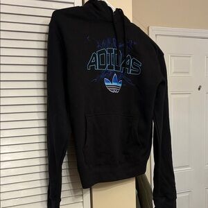 Adidas Black Hoodie with Blue Graphic
